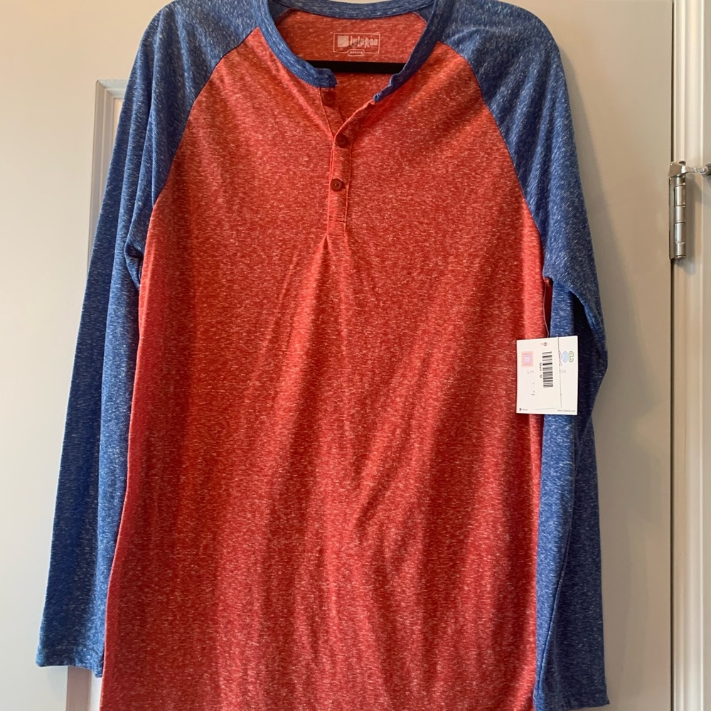 Brand New LULAROE Mark Henley Red Blue Long Sleeve